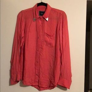 Rails open back button down shirt
